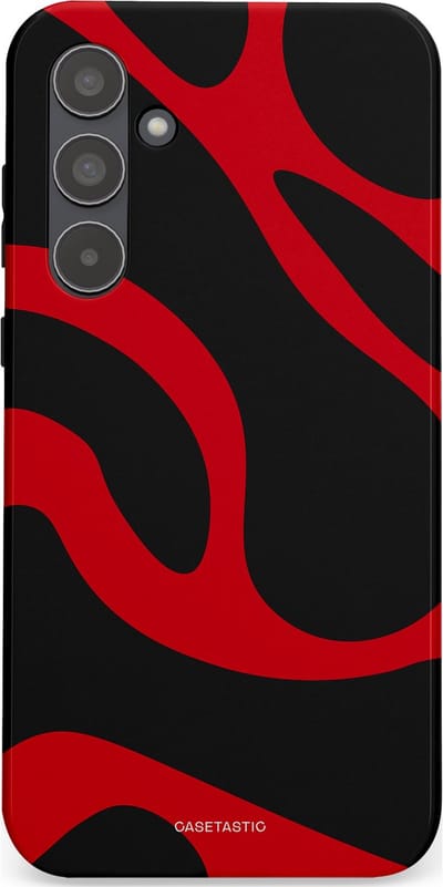 Casetastic hoesje geschikt voor Samsung Galaxy A55 - Dubbellaagse bescherming - Vurige Zwarte Lava Stroom - Fashion Case - Zwart Rood