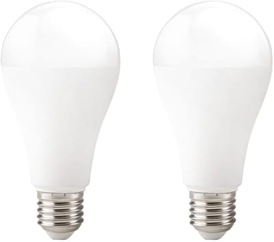 Kobi LED Lamp E27 15W - 1500lm - 3000K - 230V - Standaardvorm - Voor Grote Armaturen, Eetkamer of Woonruimte - 2 stuks