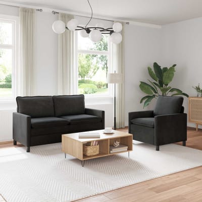 vidaXL - Bankstel - 2 - st - Zwart - Fluweel