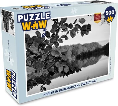 Puzzel Herfst in Denemarken - zwart wit - Legpuzzel - Puzzel 500 stukjes