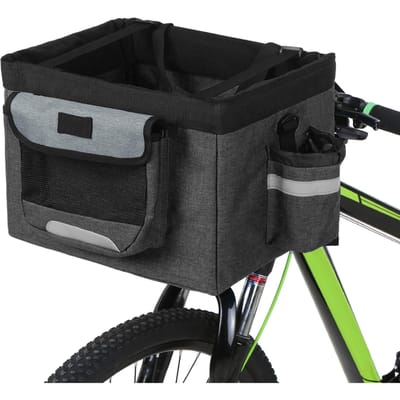Panier avant de vélo pliable, panier amovible pour animaux de compagnie, chien, chat, lapin, sac fourre-tout de Camping noir