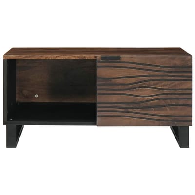 vidaXL - Salontafel - Walnotenhout - 80 - x - 50 - x - 40 - cm - Bewerkt - hout
