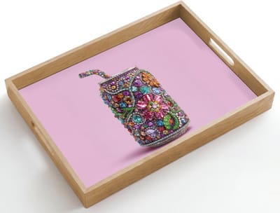 Dienblad hout 50x35 cm - Schootdienblad - Frisdrankblikje - Bloemenpatroon - Edelstenen - Kleurrijk - Borrelplank rechthoek - Plateau dienbladen