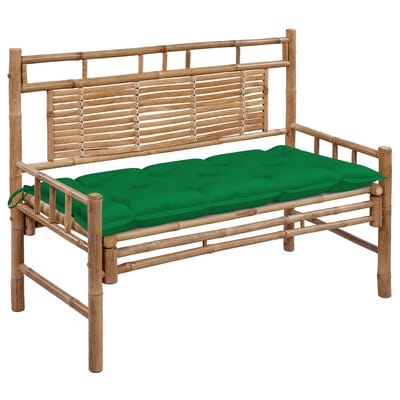 vidaXL - Tuinbank - met - kussen - 120 - cm - bamboe