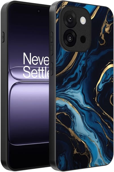 Smartphonica Telefoonhoesje Geschikt voor OnePlus 13T met marmer opdruk - TPU backcover case gold blue marble design - Goud Blauw geschikt voor OnePlus 13T