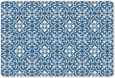 Placemats 45x30 cm - Placemat kunststof - 1 stuk - Tegel - Patroon - Blauw - Wit - Borden onderleggers - Decoratie voor op tafel - Keuken tafeldecoratie accessoires - Vinyl onderlegger - Tafelversiering
