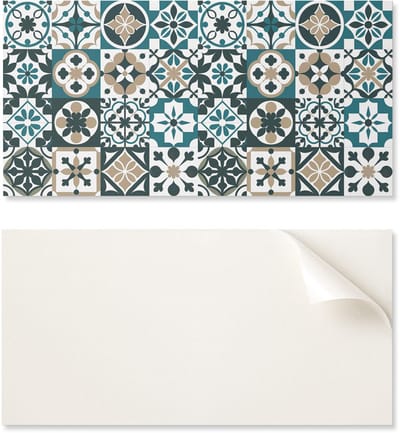 Pakket vinyltegels met patroon voor de woonkamer. Zelfklevende tegelpatronen in een formaat van 10x40x20 cm.
