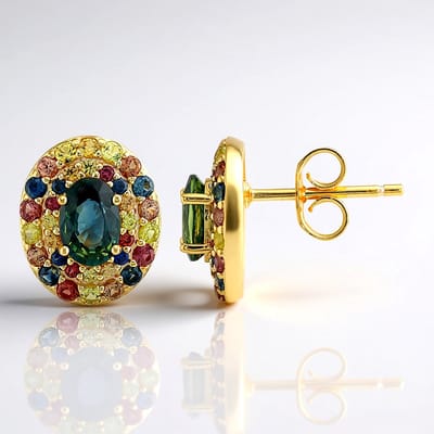 Cavill - Zilveren Vergulde Oorbellen - 925 Sterling Zilver - Petrol Blauwe Ovalen Australische Saffieren 3,19 ct Totaal - Elegant