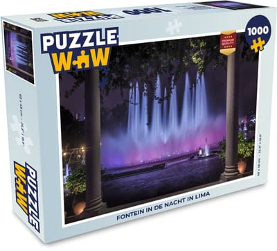 Puzzel Fontein in de nacht in Lima - Legpuzzel - Puzzel 1000 stukjes volwassenen