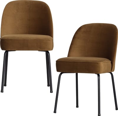 WOOOD Vogue Eetkamerstoelen - Fluweel - Honinggeel - Set van 2