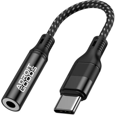 AdroitGoods USB-C naar 3.5mm TRRS Hoofdtelefoon Jack Adapter - 6Bit / 48Khz - USB-C naar AUX Adapter Kabel - Zwart