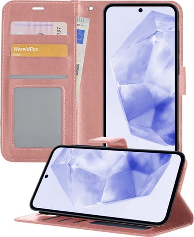 Hoesje - Geschikt voor Samsung Galaxy A35 - Luxe Bookcase - Walletcase Hoes - Portemonnee - Cover - Telefoonhoes - Rosé goud