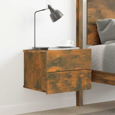 vidaXL - Nachtkastje - 40x30x30 - cm - bewerkt - hout - gerookt - eikenkleurig