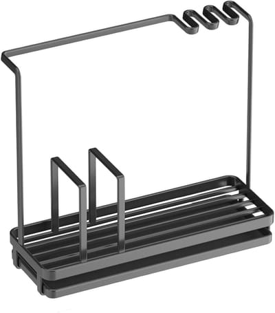 Keukensponsrek - Opbergrek - Keuken Organiseren - Uitneembare Bak - 25 x 9 x 22 cm - Zwart
