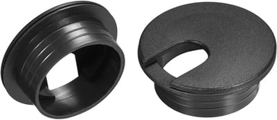 Set van 2 Kabeldoorvoeren 3.5 cm - ABS Plastic Grommet voor Bureau en Kantoor, Zwart, Kabelbeheer, Desk Accessoire, Organisatie