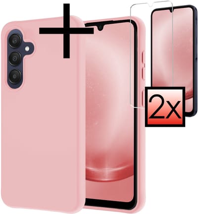 Hoesje - Met 2x Screenprotector - Geschikt voor Samsung Galaxy A26 - Sterk & Shockproof - Back Cover - Siliconen Case - Telefoon Hoes - Lichtroze