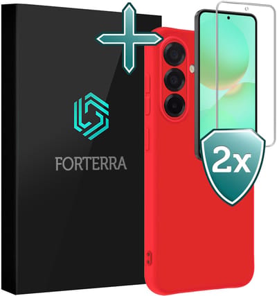 Hoesje Met 2x Screenprotector - Geschikt voor Samsung Galaxy A36 - Sterk & Shockproof - Telefoon Hoes - Back Cover - Siliconen Case - Rood