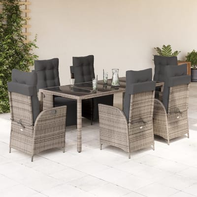 vidaXL - 9-delige - Tuinset - met - kussens - poly - rattan - grijs