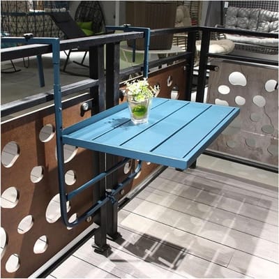 Balkon bijzettafel - Hangende tafel - Ruimtebesparend buiten - Inklapbaar ontwerp - 60x40cm - Blauw