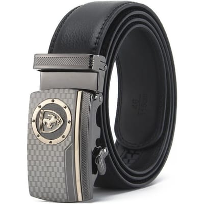 Heren Tweede Laag Koeienhuid Echt Leer Automatische Gesp Riem Heren Jeugd Koeienhuid Business Casual Riem 110-130CM black
