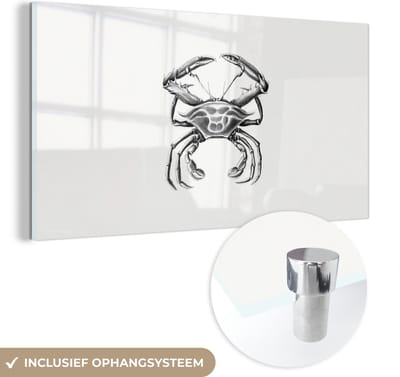 MuchoWow® Glasschilderij 40x20 cm - Schilderij acrylglas - Ernst Haeckel - Vintage - Kunst - Krab - Foto op glas - Schilderijen