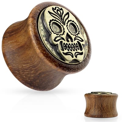 12 mm Double-flared plug antiek skull lover ©LMPiercings