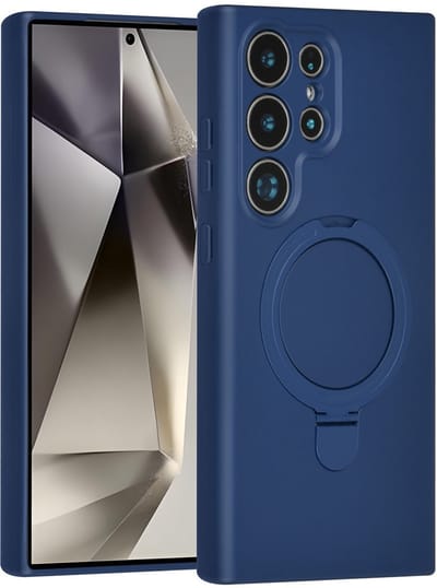TUNIQ telefoonhoesje voor Samsung Galaxy S24 Ultra - MagSafe met ringstand - Donkerblauw