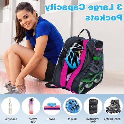 Ruime unisex schaatsentas in roze voor ijshockeyschaatsen, kunstschaatsen en schaatsaccessoires