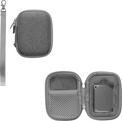 kwmobile hoes voor draagbare SSD - geschikt voor Crucial X9 Pro / X10PRO / X6 / WD Elements SE 1T 2T - Met ritssluiting - Hard shell case in grijs