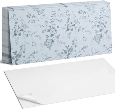 Coloray Plaktegels - Bloemenpatroon op de achtergrond Zelfklevende Wandtegels - 40 cm x 20 cm - Blauw Plaktegels - 10 stuks - Rechthoek PVC Tegels - Plaktegels Badkamer - Vloertegels Zelfklevend - Vinyl Tegels Zelfklevend - Portugese Tegels