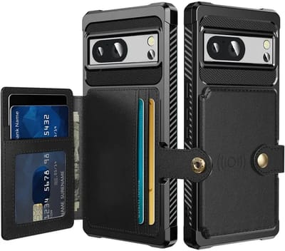 Portemonnee Hoesje Geschikt voor de Google Pixel 8 - Back Cover met Pasjeshouder - Telefoonhoesje voor Pinpas - Kaarthouder op Achterkant - Case met Magneet voor Auto Houder Zwart