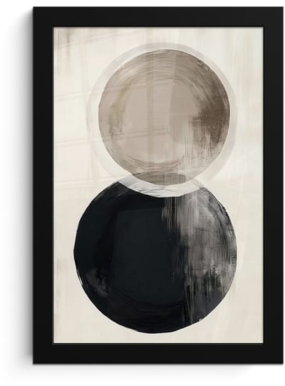 Poster in lijst - Fotolijst 20x30 cm - Posters - Cirkels - Vorm - Beige - Abstract - Posterlijst zwart - Decoratie - Wanddecoratie woonkamer - Muurdecoratie slaapkamer