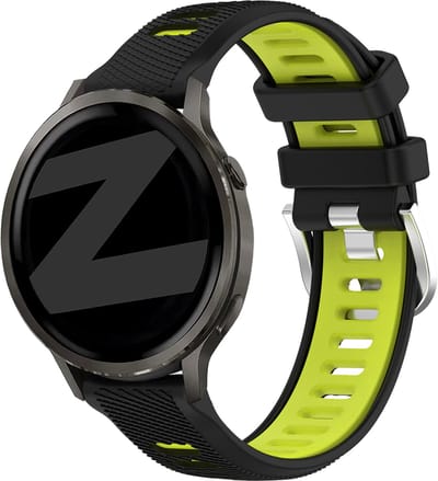 Bandz Sport bandje met gesp geschikt voor Garmin Vivoactive 4s / Vivomove 3s / Venu 4 - 41mm / Venu 3s / Venu 2s / Forerunner 265s / Forerunner 255s - Zwart/Geel