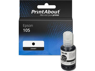PrintAbout huismerk Inktcartridge 105 (T00Q140) Zwart Geschikt voor Epson