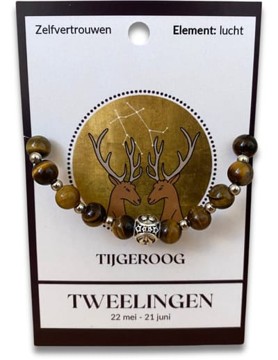 Tijgeroog sterrenbeeld armband - Tweelingen