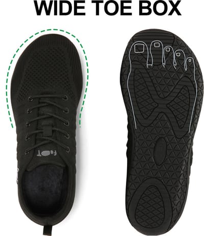 Geweo Barefoot Schoenen - Winter Schoenen - Sportschoenen Heren Dames - Zwart - Maat 39
