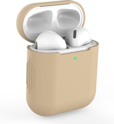 New Age Devi - Hoesje geschikt voor Apple AirPods 12 - Soft Case - Cover - One-piece - Siliconen - Bruin
