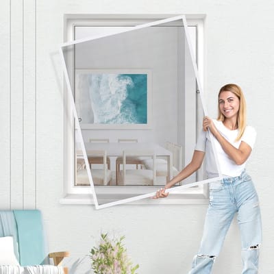 Insectenwerende hor voor ramen 80 x 150 cm - Eenvoudige montage zonder boren