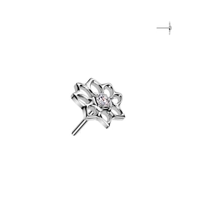Piercing titanium hollow flower push in 1.2x6 - zilver - LMPiercings