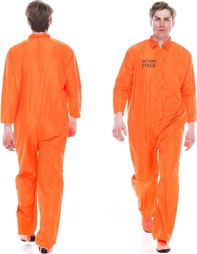 Oranje gevangenis kostuum voor volwassenen, inclusief overall, ideaal voor Halloween en themafeesten