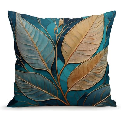 1 Stuk Imitatie Linnen Goud Turkoois Esdoornblad Mix Plaid Bank Taille Kussenhoes Huisdecoratie Woonkamer 45x45cm Kussensloop 45x45cm beige