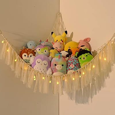 Hangmat voor knuffels - Macrame Boho Speelgoed Opbergnet voor Kinderkamer