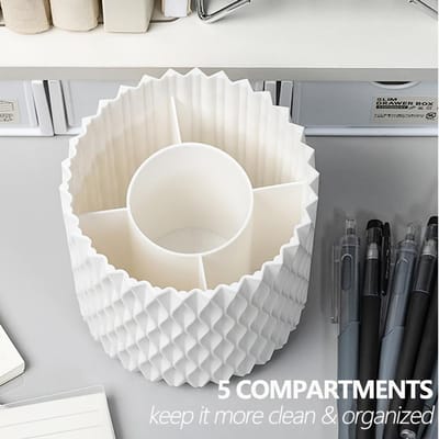 Boîte de rangement rotative à 360° pour cosmétiques, étui de maquillage, organisateur de produits de soins de la peau, conteneur en plastique pour pinceaux de maquillage blanc