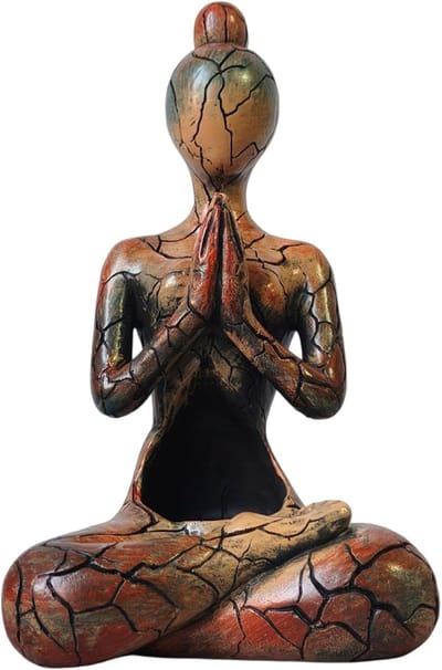 Yoga Beeldje - Meditatie Figuur - Rustgevende Decoratie - Ingebouwde Kandelaar - 25 x 17 x 15 cm - Uniek