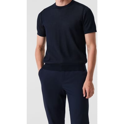 AlphaTauri Fawen V1.y9.01 Flat-knit-shirt Dark Navy/fog Blue Size: S | Sweaters Outlet | Heren | Blauw
