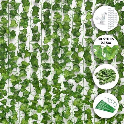 Fissaly 30 Stuks Hedera Helix Klimop Slinger Versiering Set Incl. 160 Accessoires – Decoratie voor Woonkamer & Feest – Kunstplant, Hangplant & Nepplant