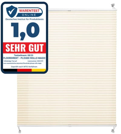FLOORDIREKT Vouwgordijn Magic Mini - Lengte: 100 cm - Zonder Boren - Voor alle Woonruimtes - Wit - 110 x 100 cm
