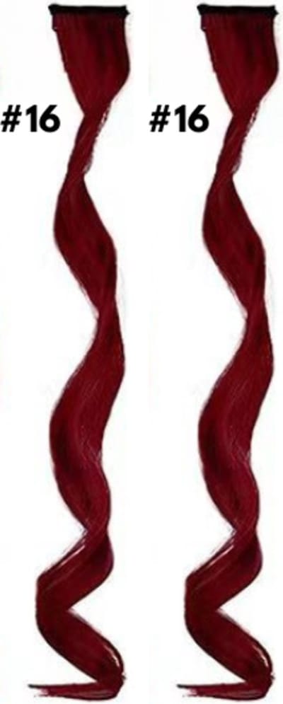 2 x Clip in Hairextension 45cm - KERSENROOD - #16 - nephaar - Hair extension | haar extensie- carnaval haar - gekleurde extensions - extensions met clip - Cherry
