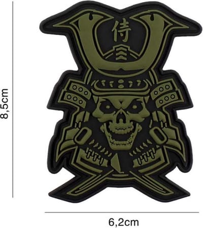 Embleem 3D PVC Samurai Skull Groen