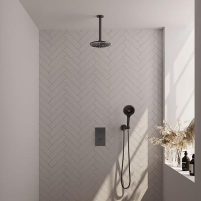 Brauer Gunmetal Edition Thermostatische Regendoucheset Inbouw - Hoofddouche 20 cm - 3 Weg - Handdouche 3 Standen - Doucheslang - Wandaansluitbocht - Gunmetal